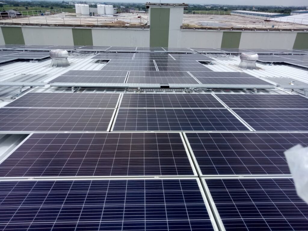 Solar panels installed at Ranabai Marble factory in Kishangarh, Rajasthan