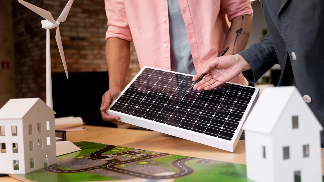 Residential rooftop solar panels with infographic showing government subsidy in Rajasthan 2025