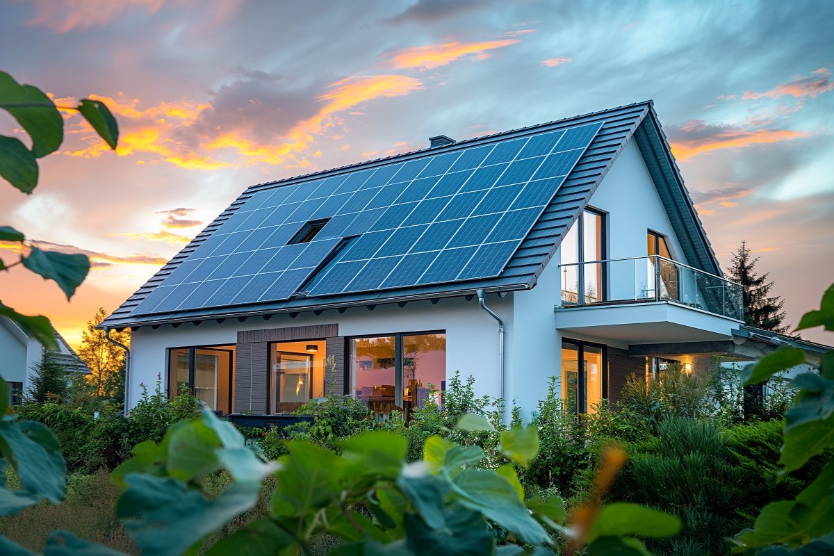 Solar panels installed on modern Jaipur home by GreatSun Power, leading solar company in Rajasthan
