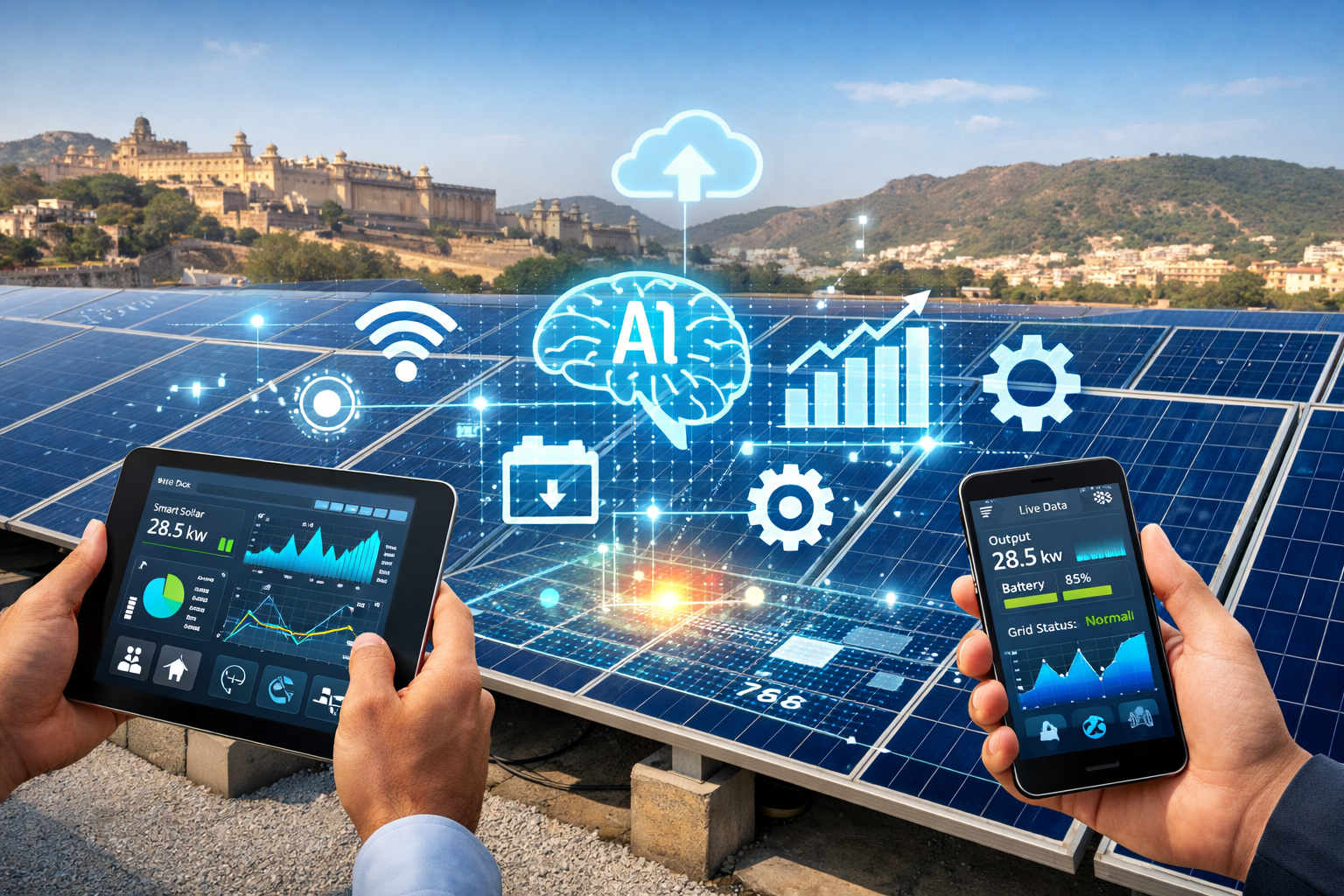 AI-powered solar panels with real-time IoT monitoring dashboard by GreatSun Power in Jaipur